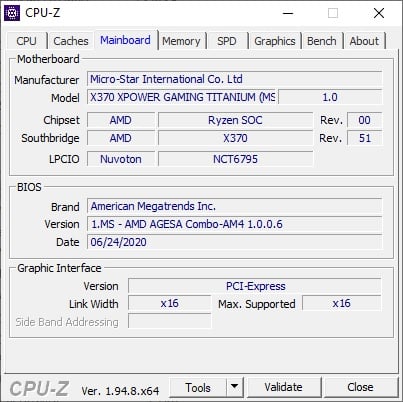 CPU-Z Motherboard Model